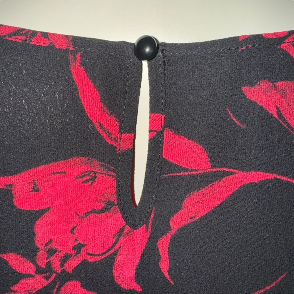 Alyx Women's Black Red Black Floral Crepe Blouse Size XL - Picture 11 of 17